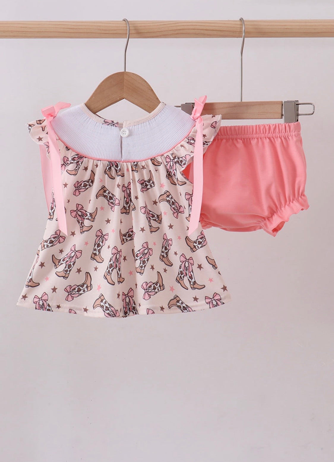 Cowboy Boots Smocked Bloomer Set