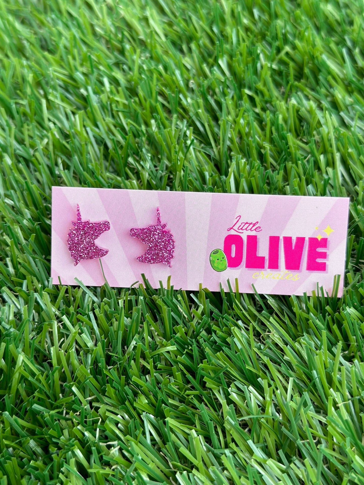 Enchanting Purple Glitter Unicorn Stud Earrings