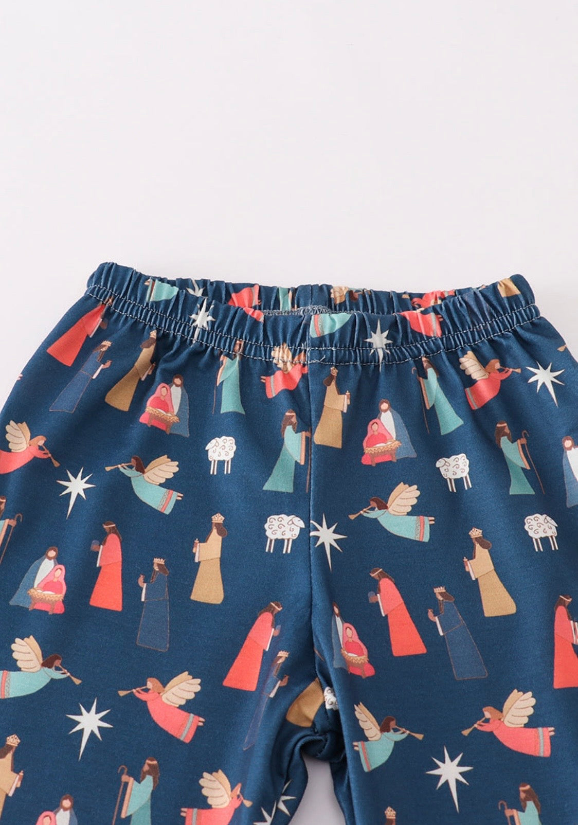 Navy Nativity Ruffle Pajama Set