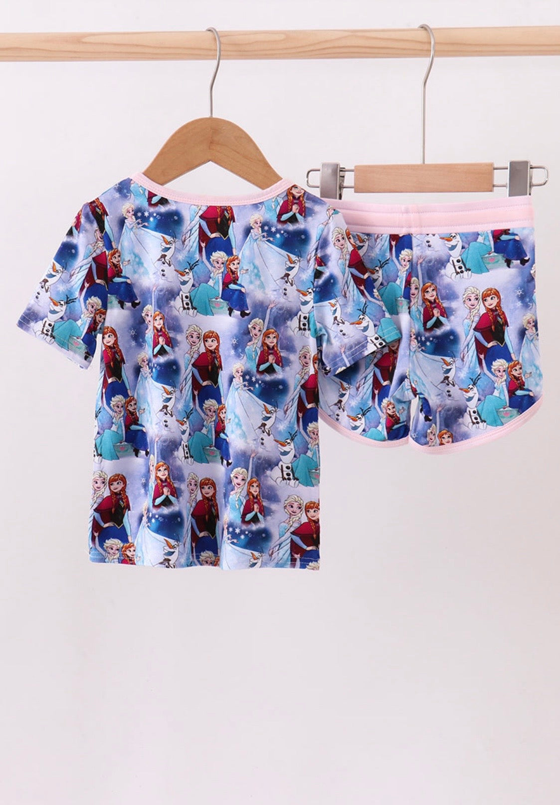 Blue Frozen Bamboo Shorts Pajamas Set