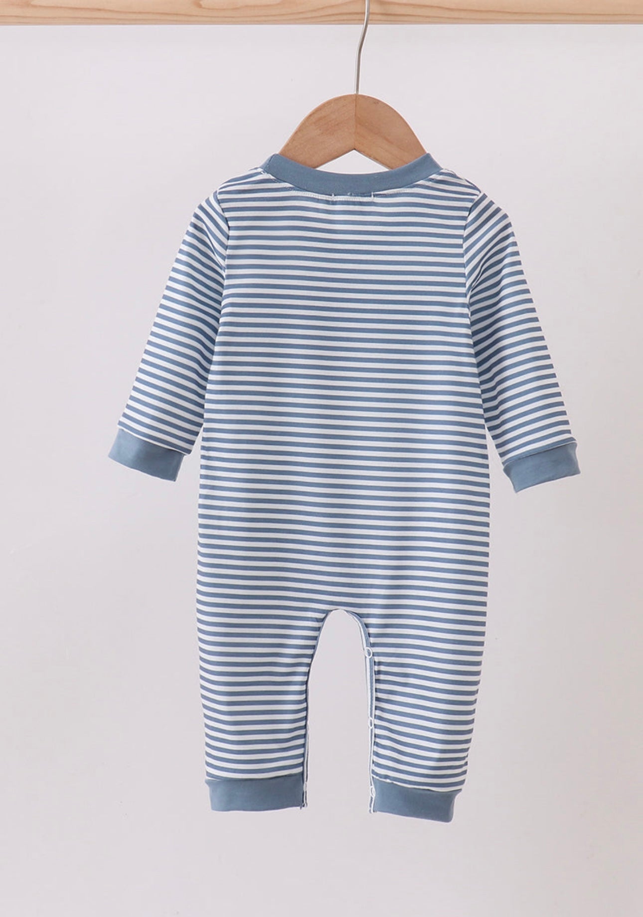 BLESSED Embroidery Striped Romper