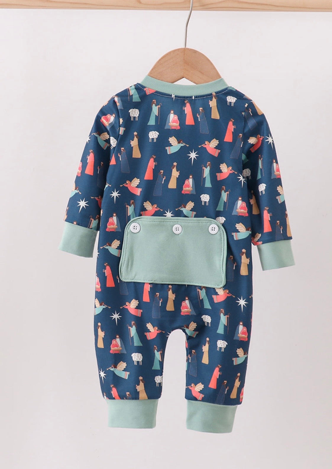 Navy Nativity Print Romper