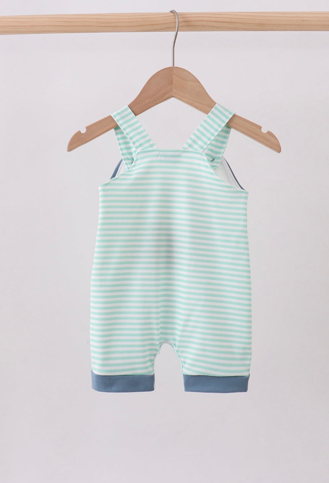 Green Striped French Knot Puppy Romper