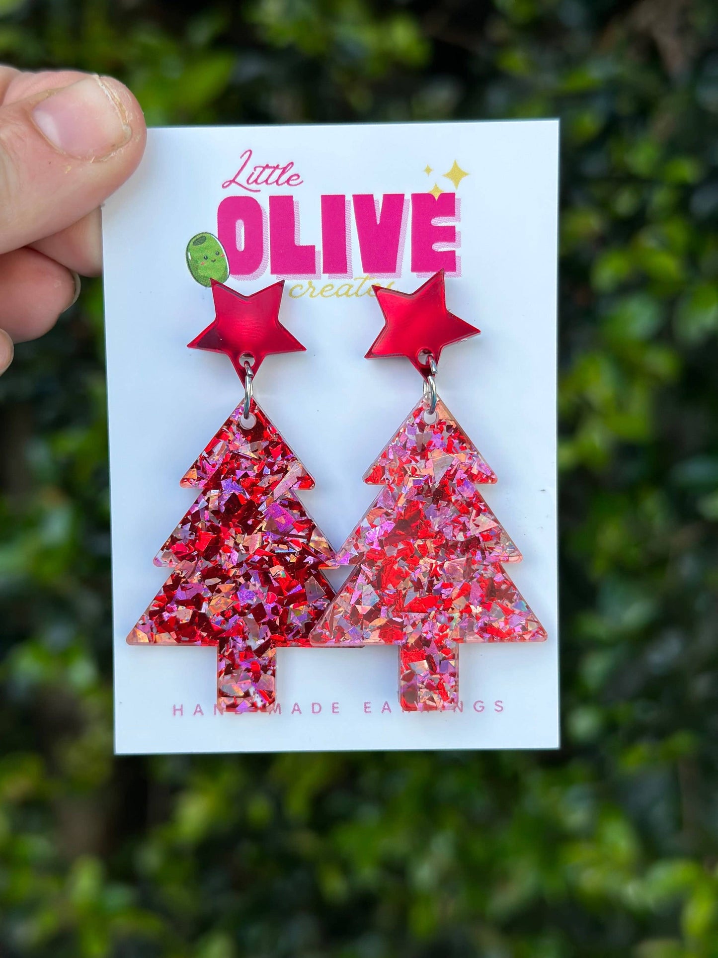 Glitzy Glitter Christmas Tree Dangle Earrings Pack