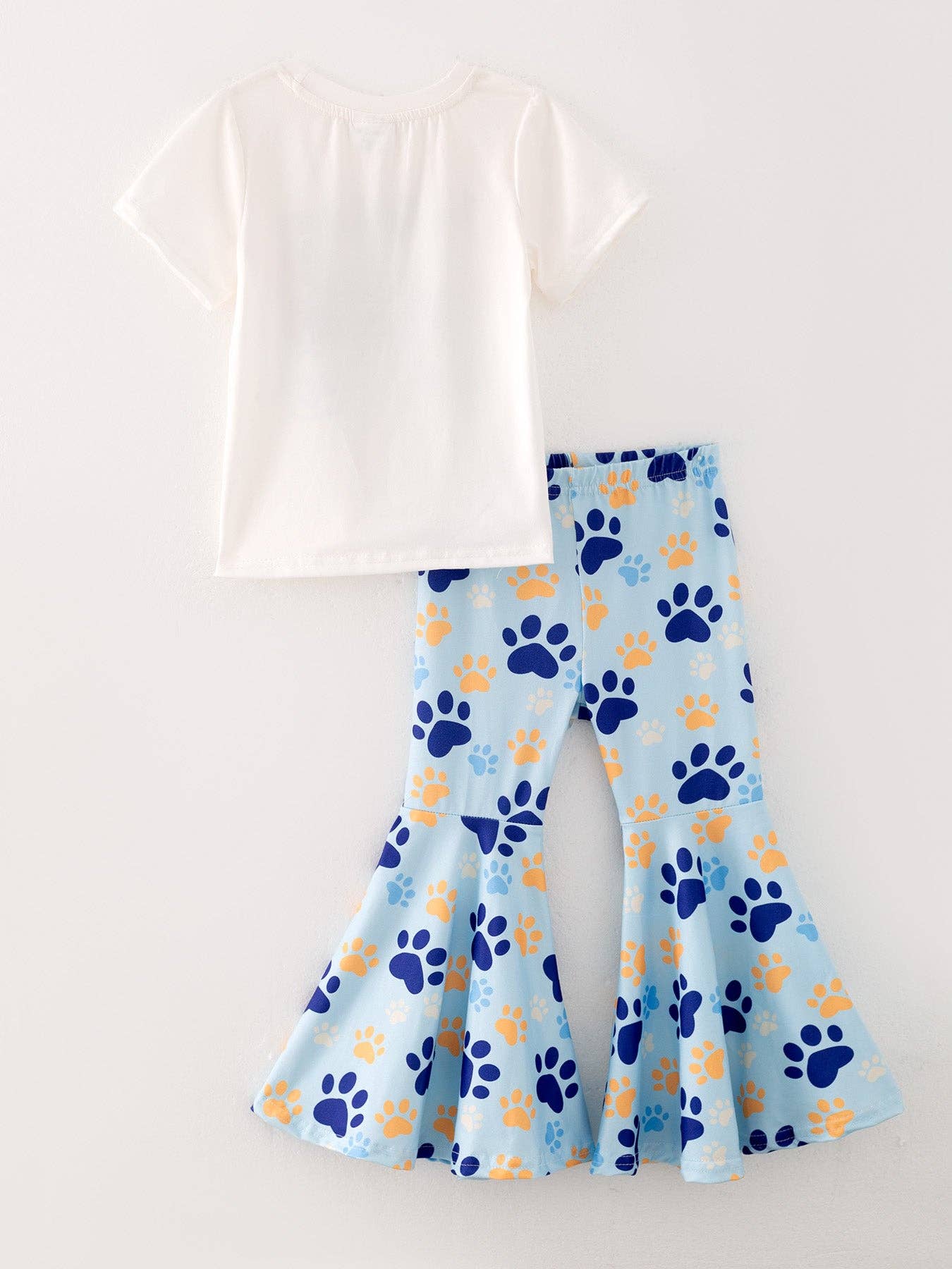 Girls Bluey Letter Print Top+Bell-Bottom Outfits