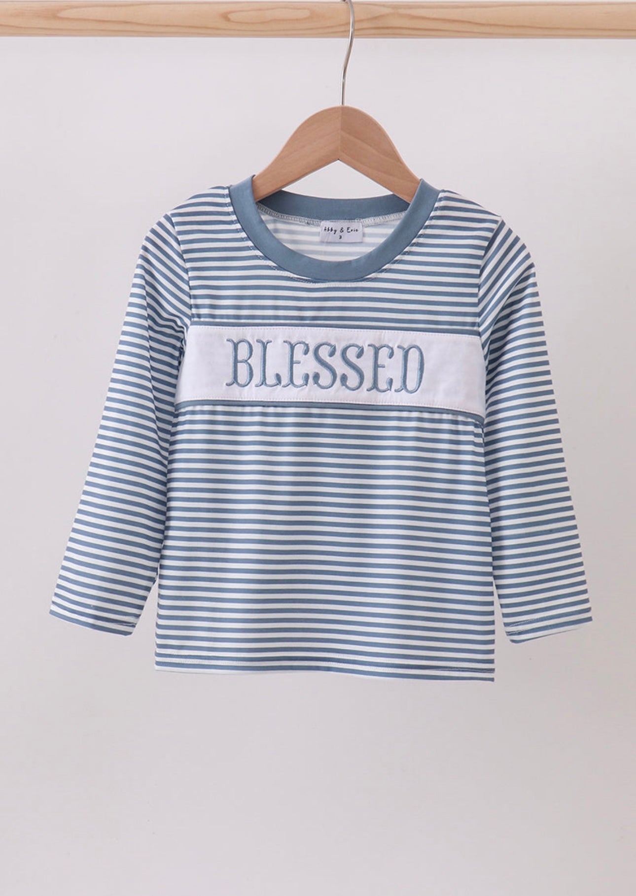 BLESSED Embroidery Striped Top
