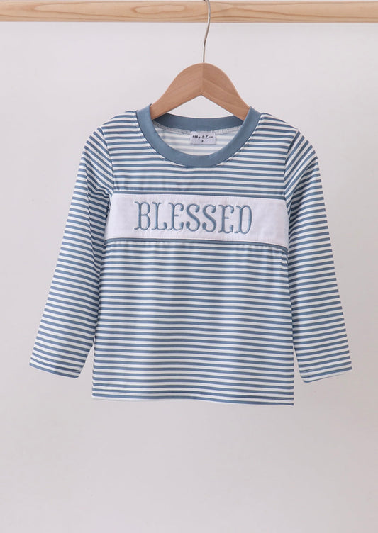 BLESSED Embroidery Striped Top