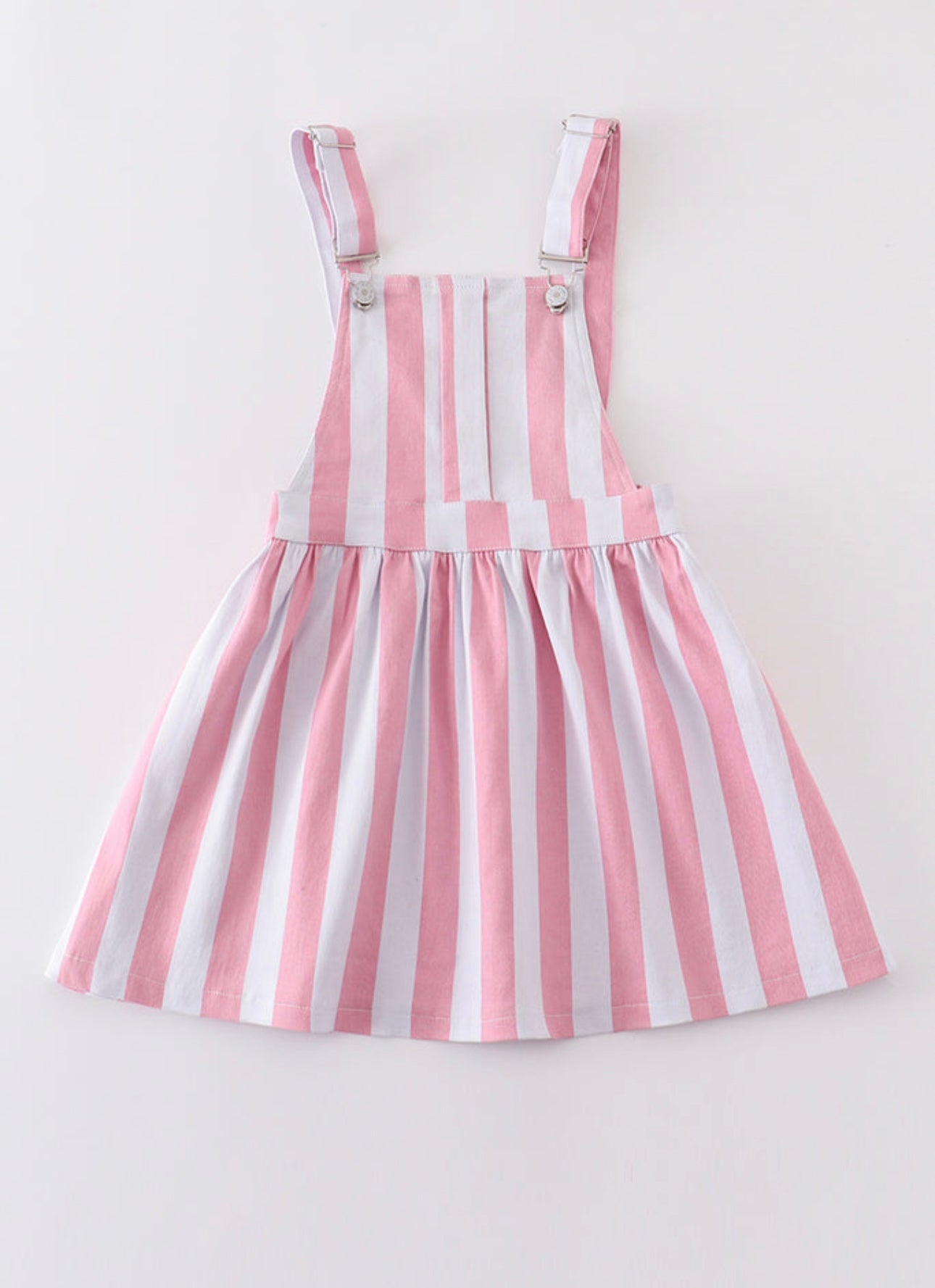 Pink Stripe Denim Overall Dress