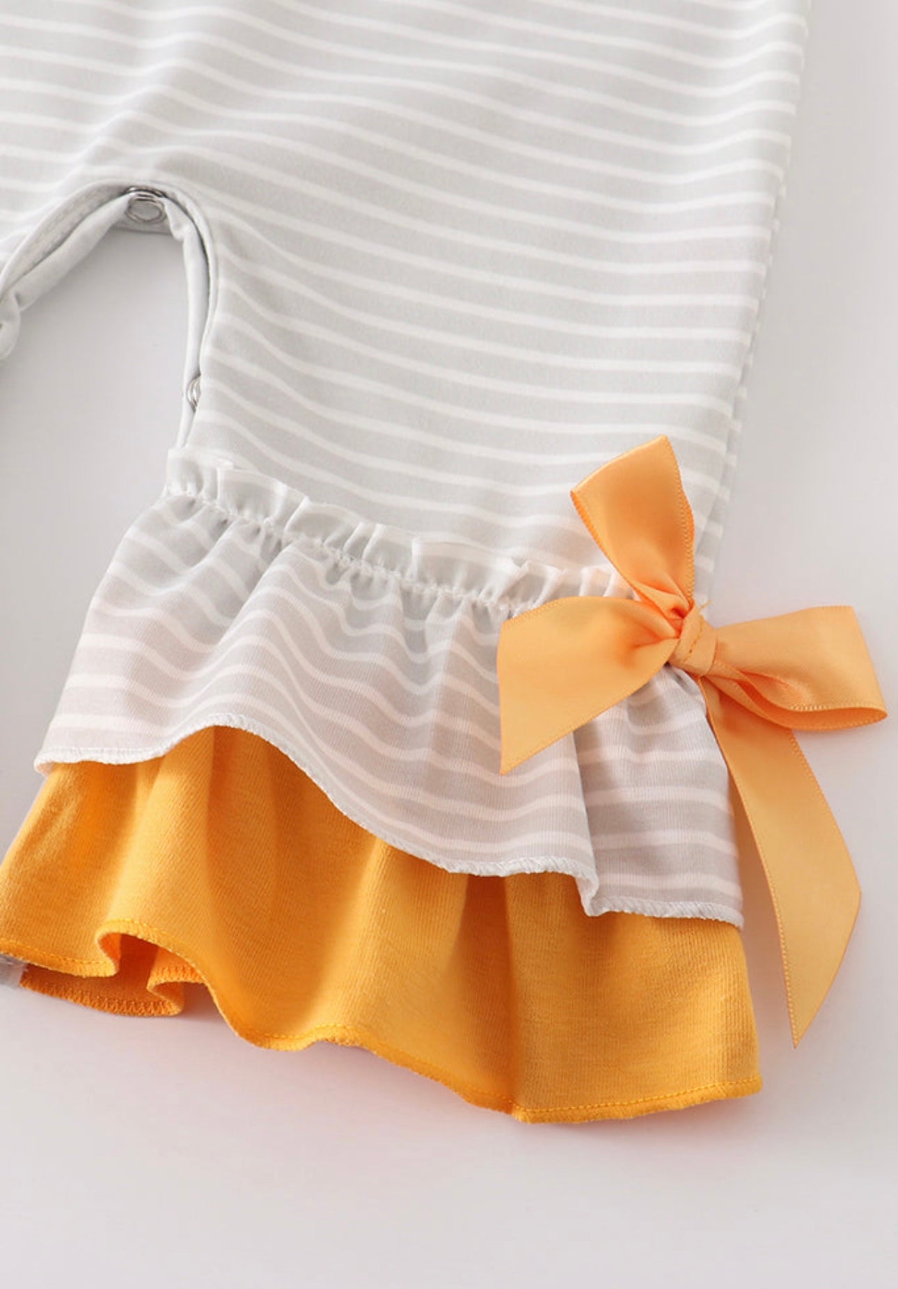 Gray Stripe Pumpkin Applique Romper