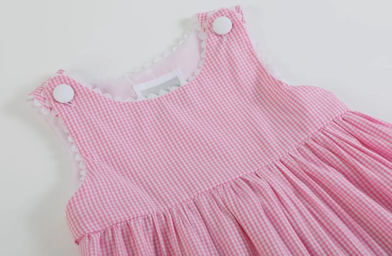 Pink Gingham Bunny Family Dress