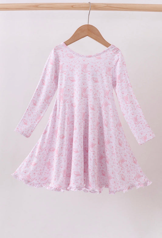 Premium Pink Boots Bamboo Dress