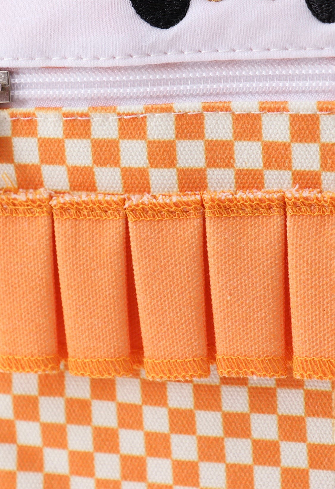 Checkered Embroidery Ruffle Backpack