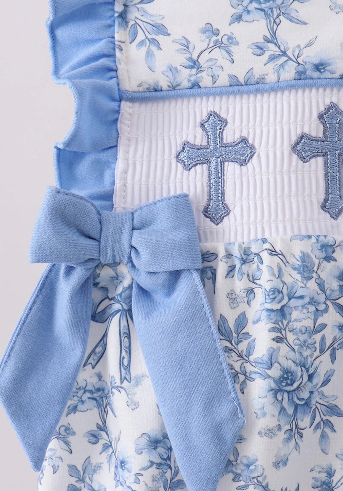 Blue Cross Smocked Bubble
