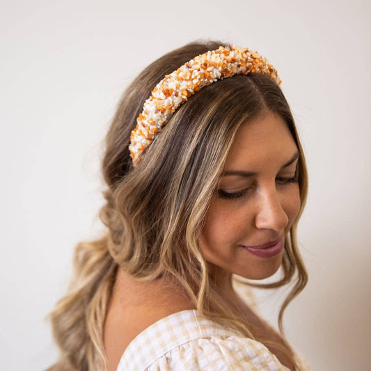 All That Glitters Headband - Orange + Pearl