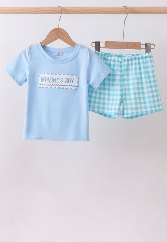 Mommy's Boy Gingham Set