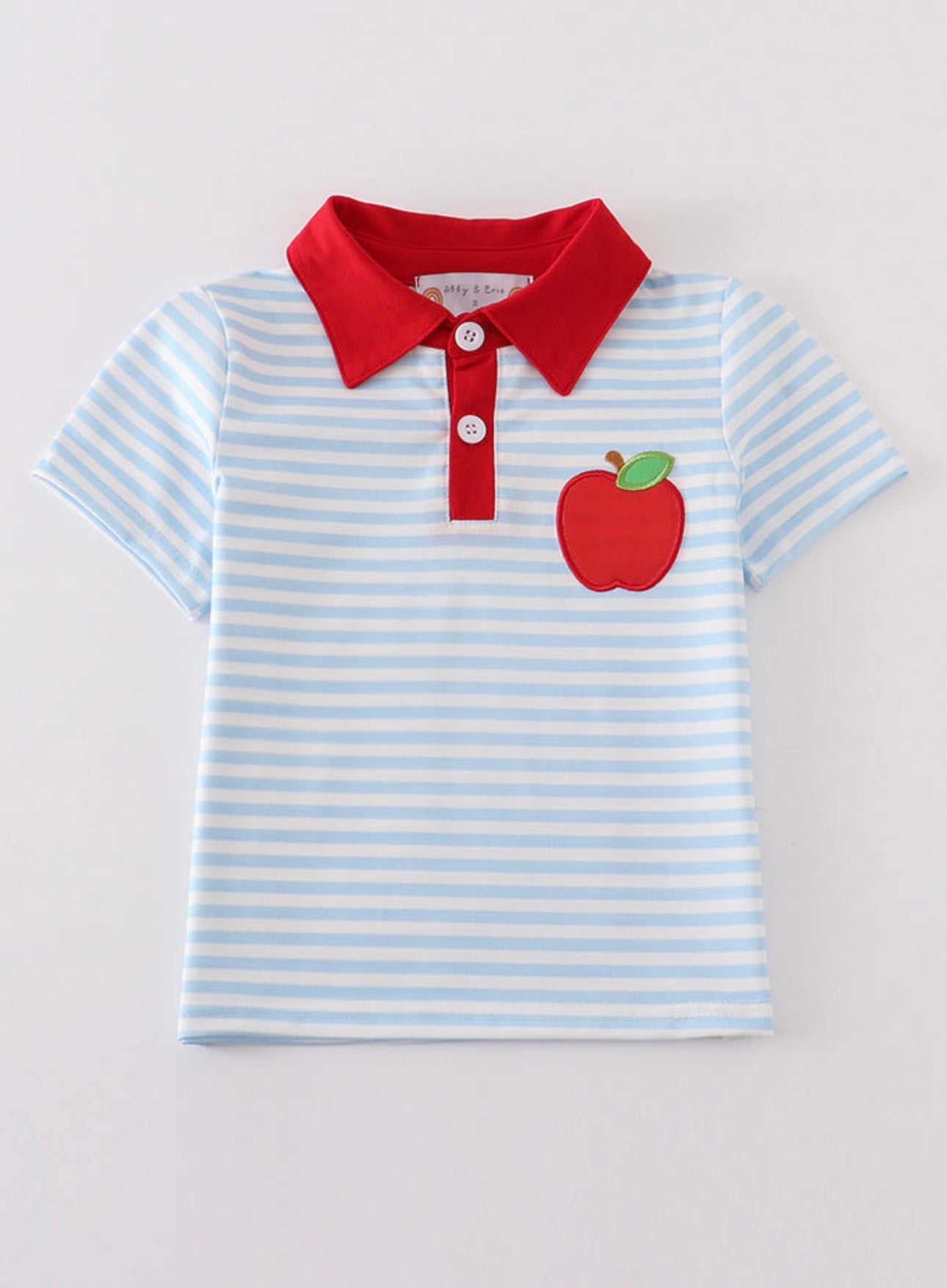 Blue Stripe Apple Embroidery Shirt