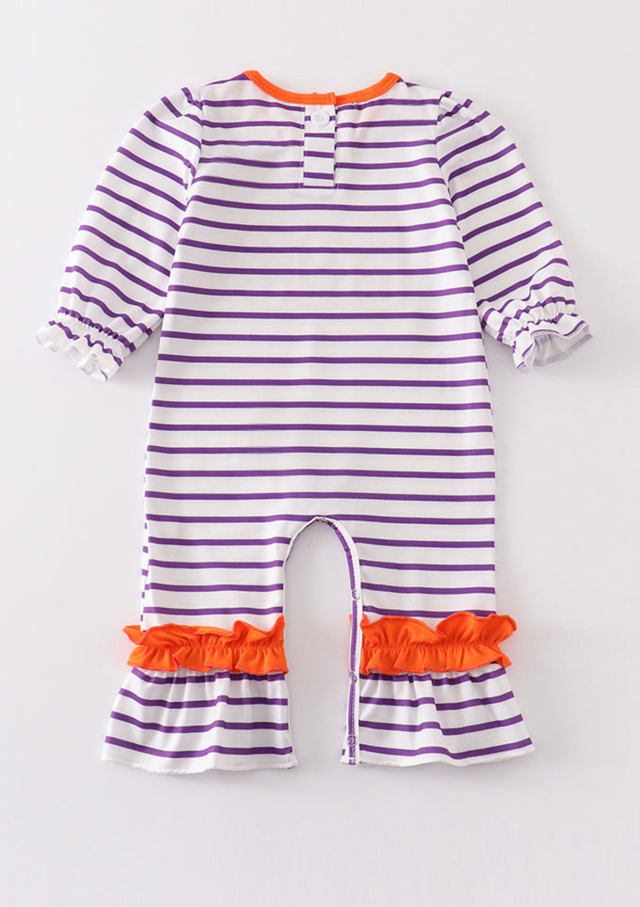 Purple Stripe BOO Applique Girls Romper