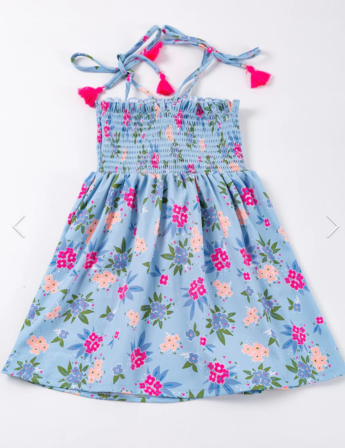 Blue Floral Smocked Dress