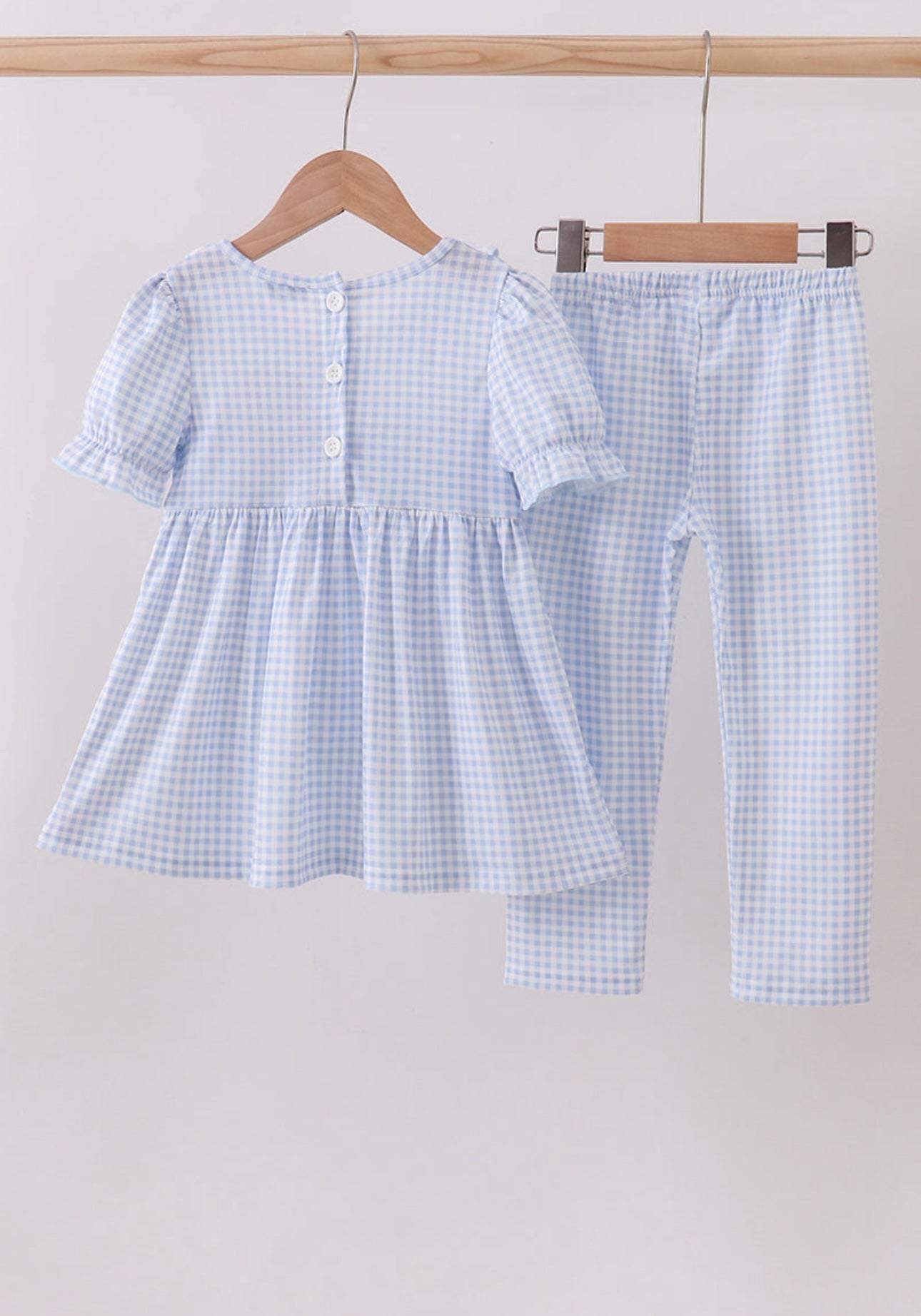 Blue Nativity Embroidery Pants Set