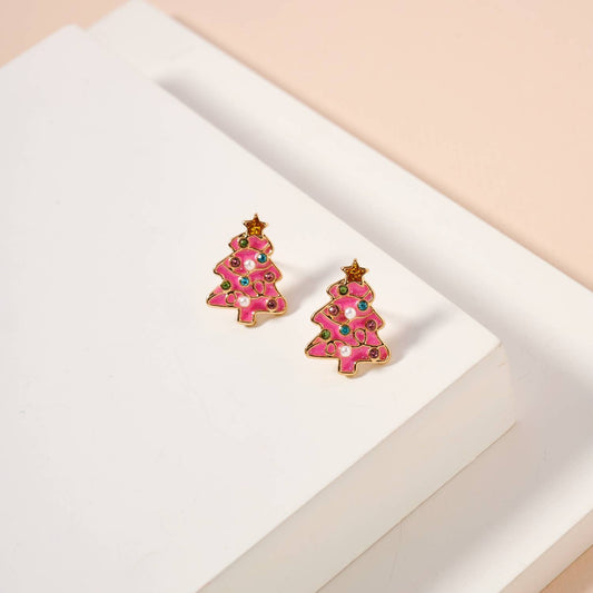 Christmas Tree Enamel Stud Earrings