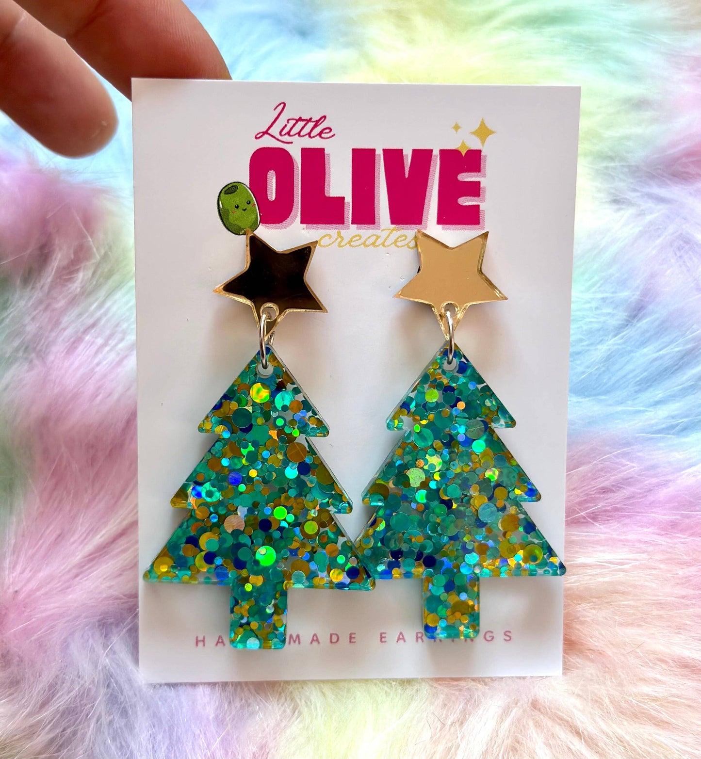 Glitzy Glitter Christmas Tree Dangle Earrings Pack