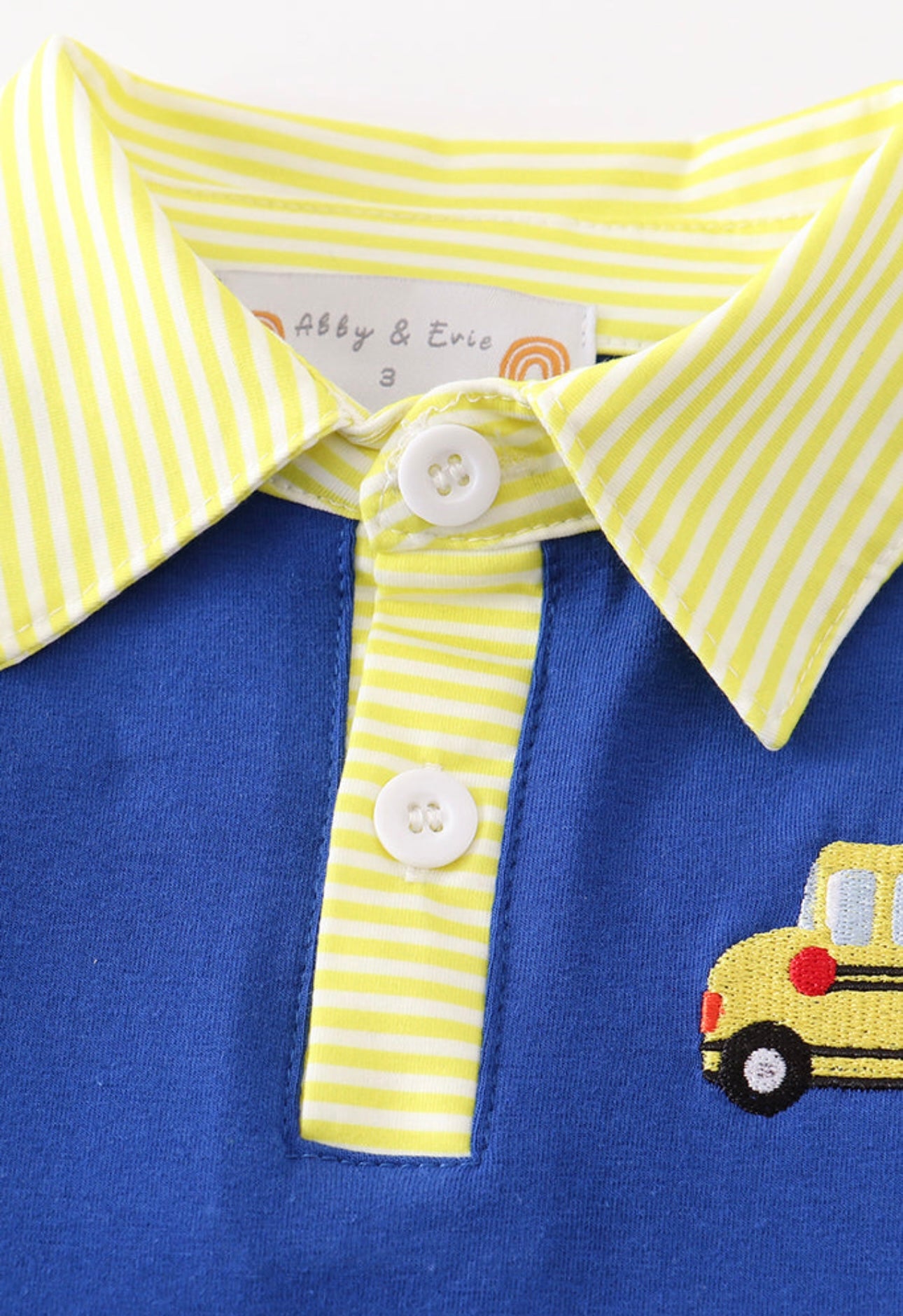 Blue School Bus Embroidery Shirt