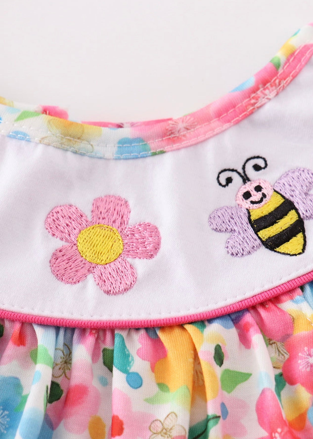 Floral Bee Embroidery Dress