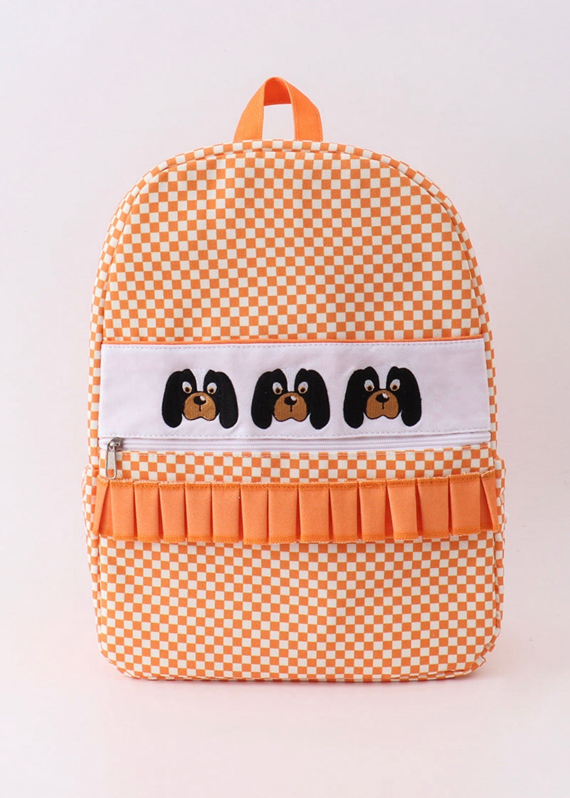 Checkered Embroidery Ruffle Backpack