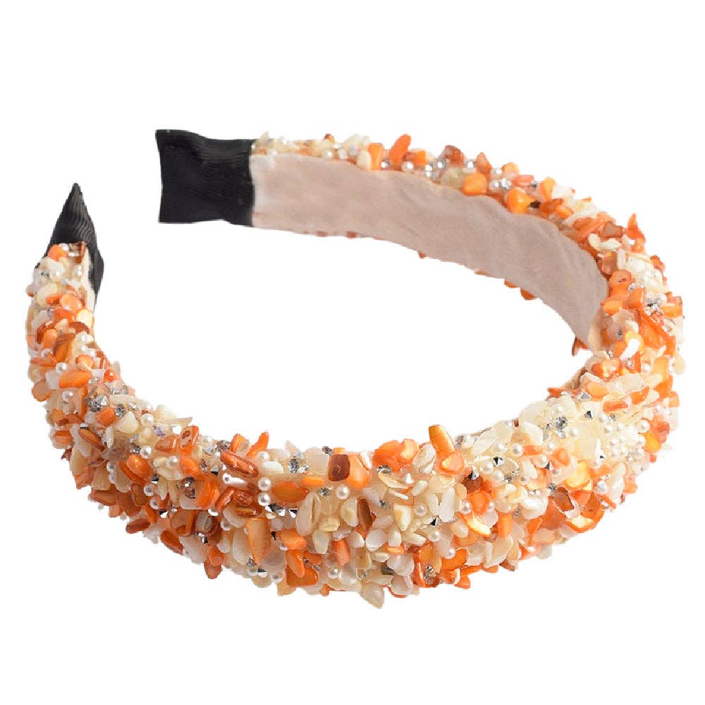 All That Glitters Headband - Orange + Pearl