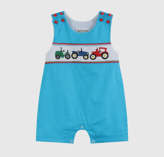 Smocked Tractor Shortalls