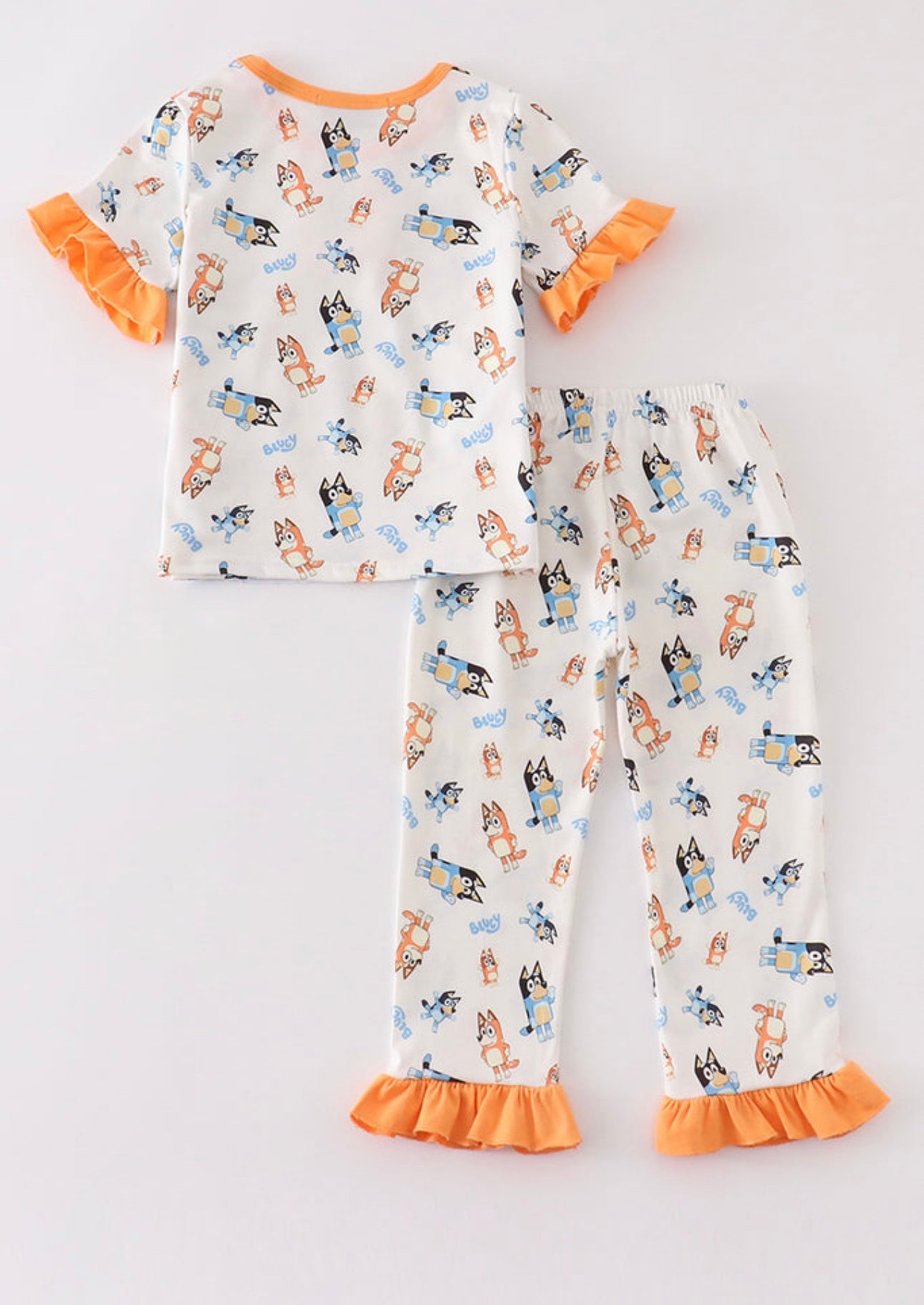 Orange Bluey Ruffle Pajamas Set