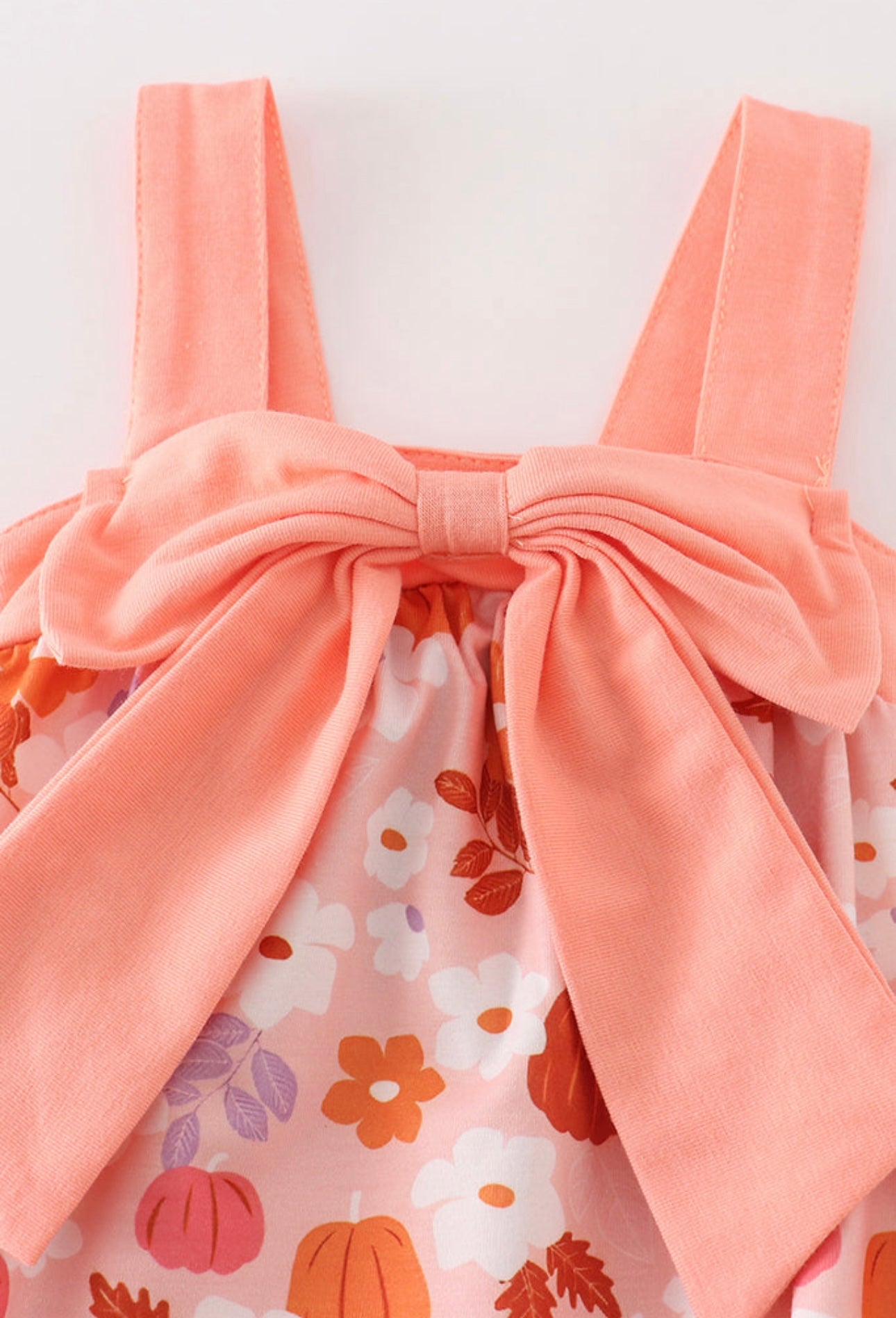 Pumpkin Floral Print Bow Bubble