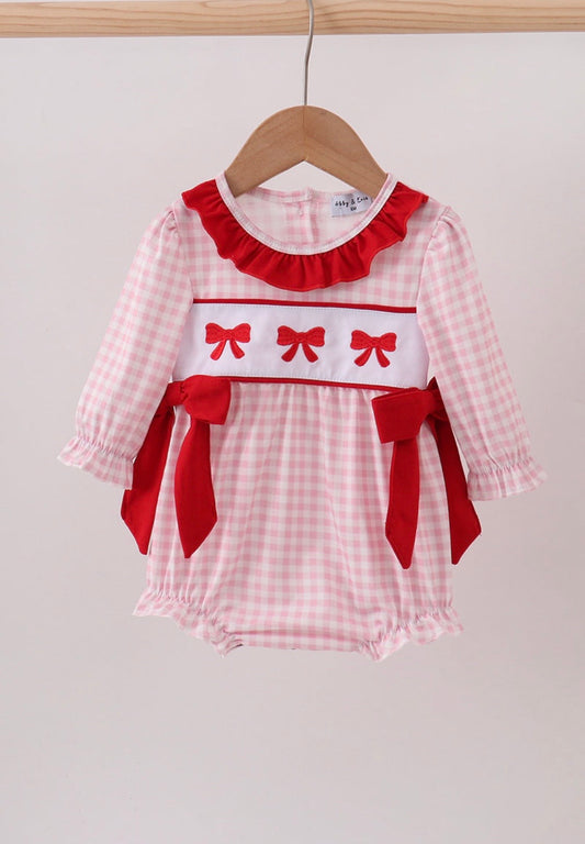 Pink Gingham Bow Embroidery Bubble