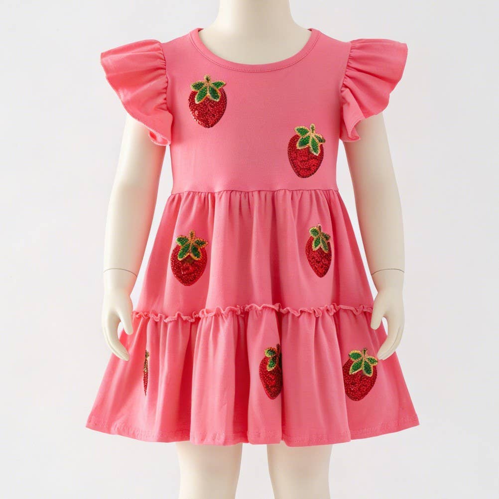 Strawberry Sequin Girls Dress