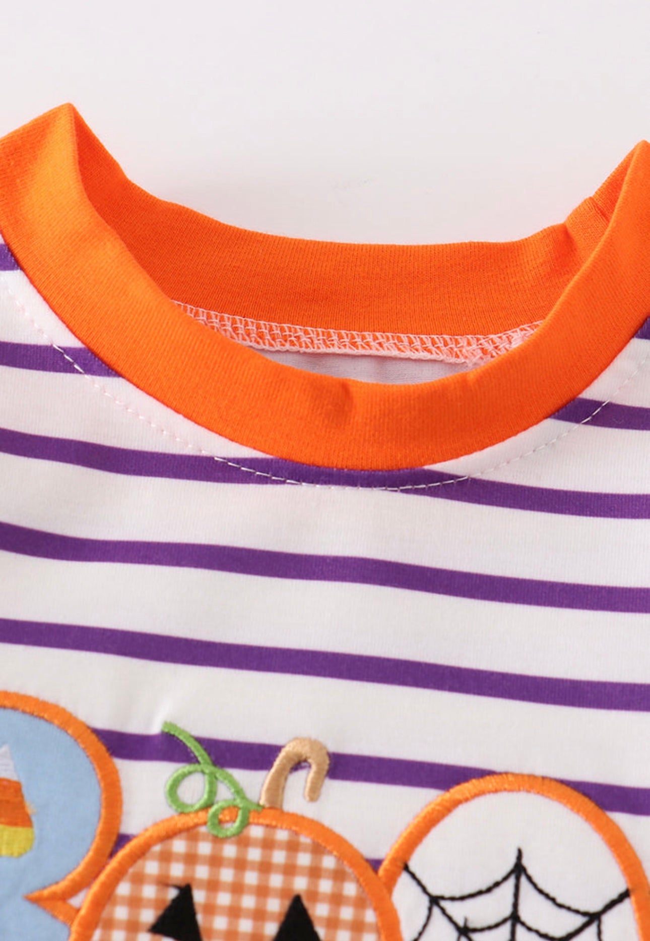 Purple Stripe BOO Applique Boy Romper