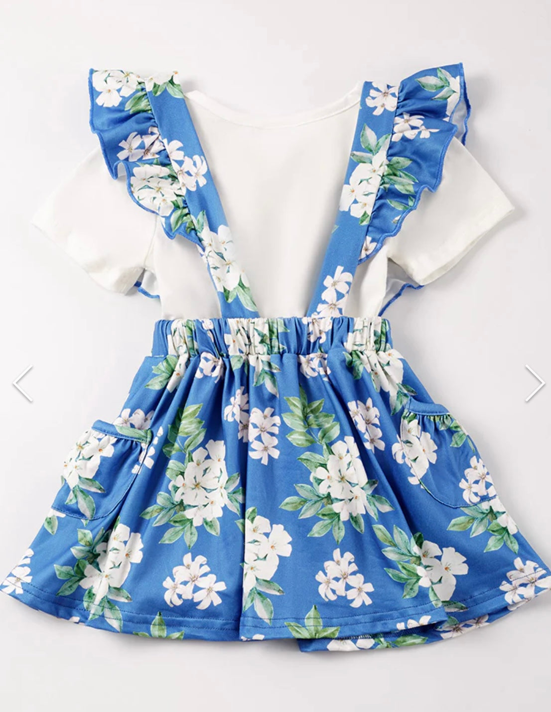 Blue Floral Strap Skirt Set