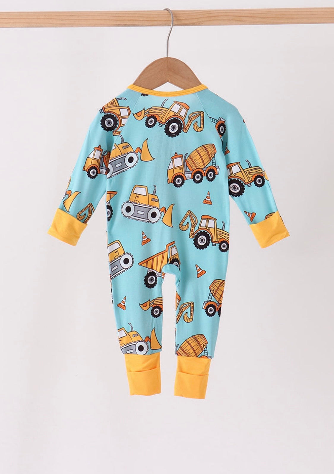 Diggin' It Bamboo Zip Romper 🚜💛🚧