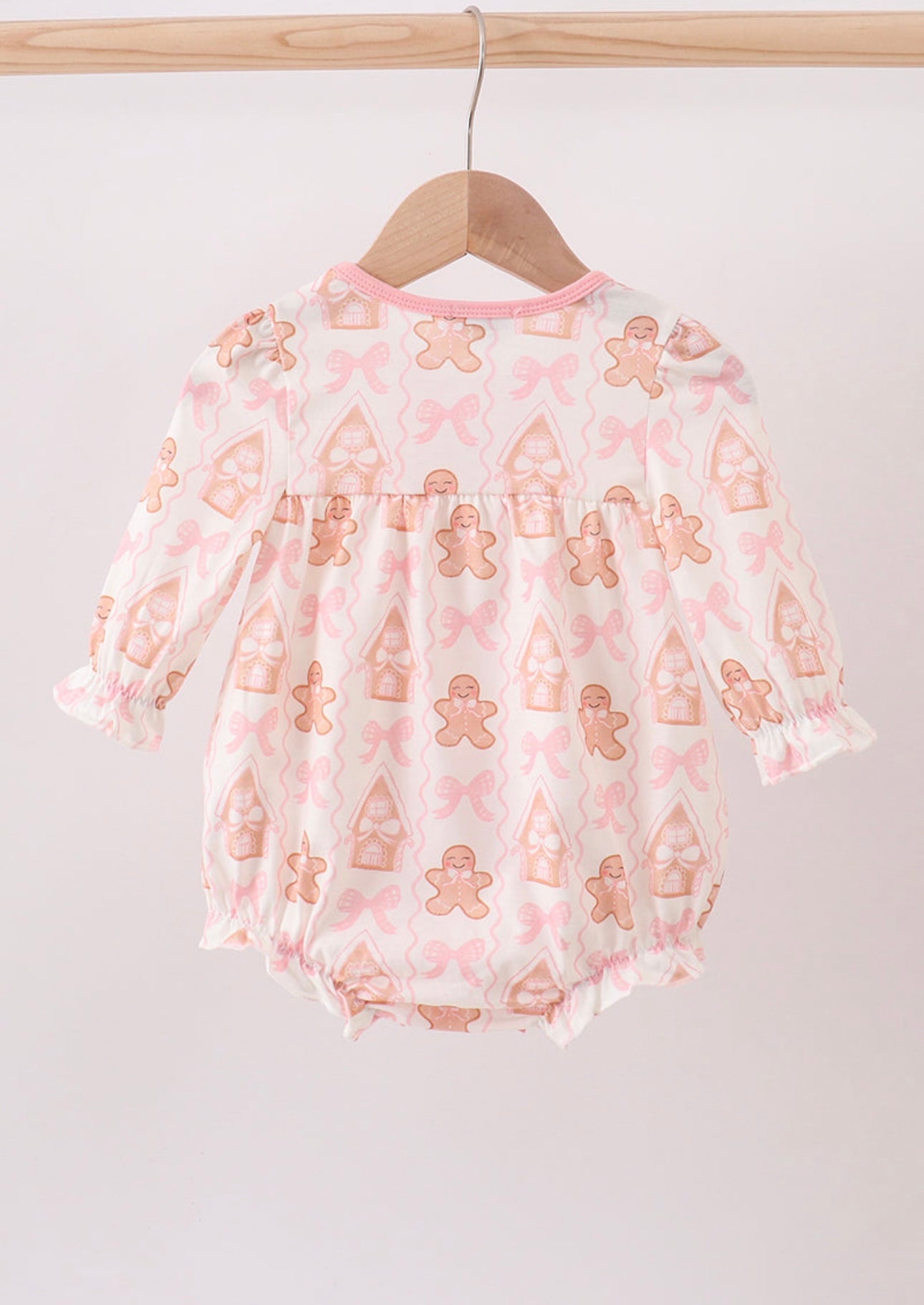 Pink Gingerbread Embroidery Ruffle Bubble