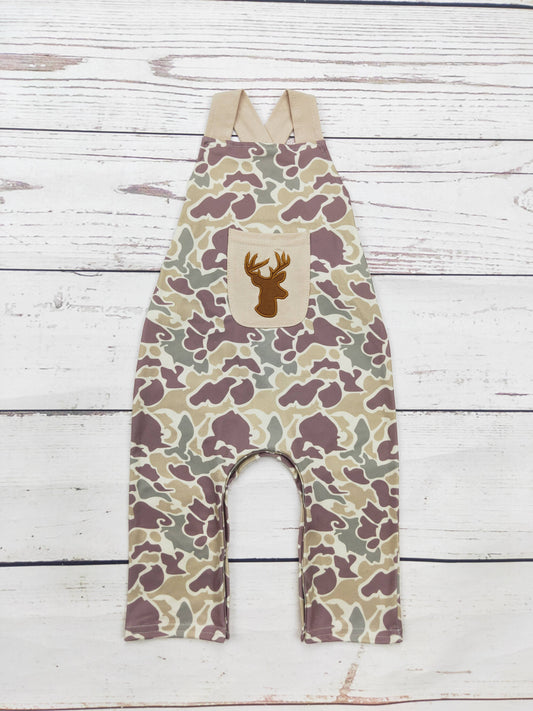 Camouflage Deer Appliqué Jumpsuit