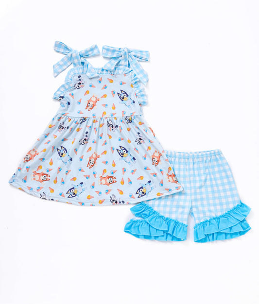 Bluey Blue Plaid Print Set