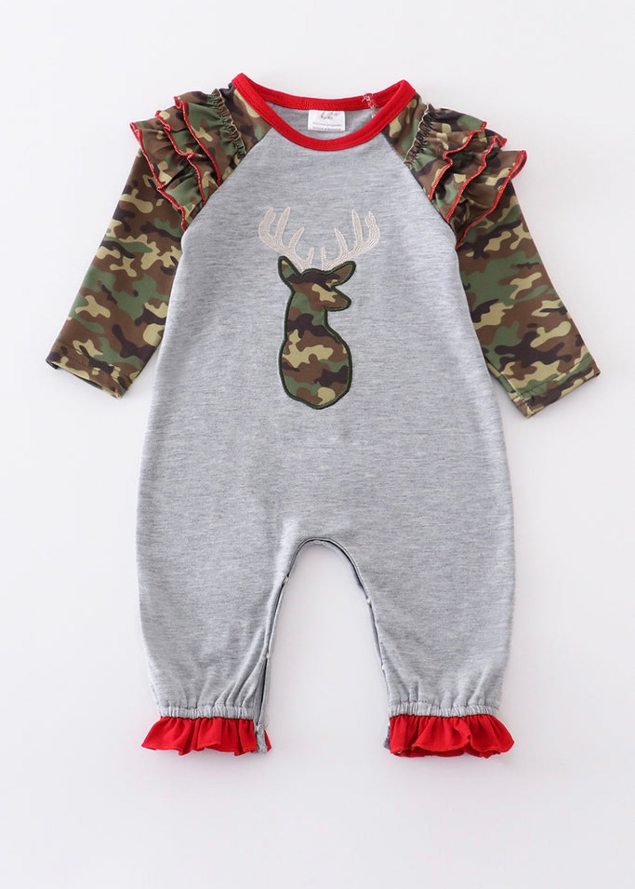 Camouflage Deer Ruffle Romper