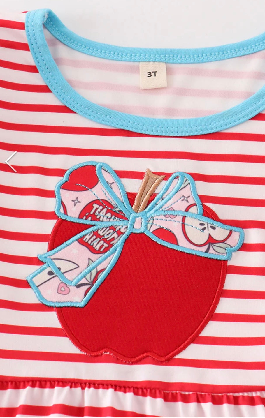 Red Stripe Back to School Embroidery Dress