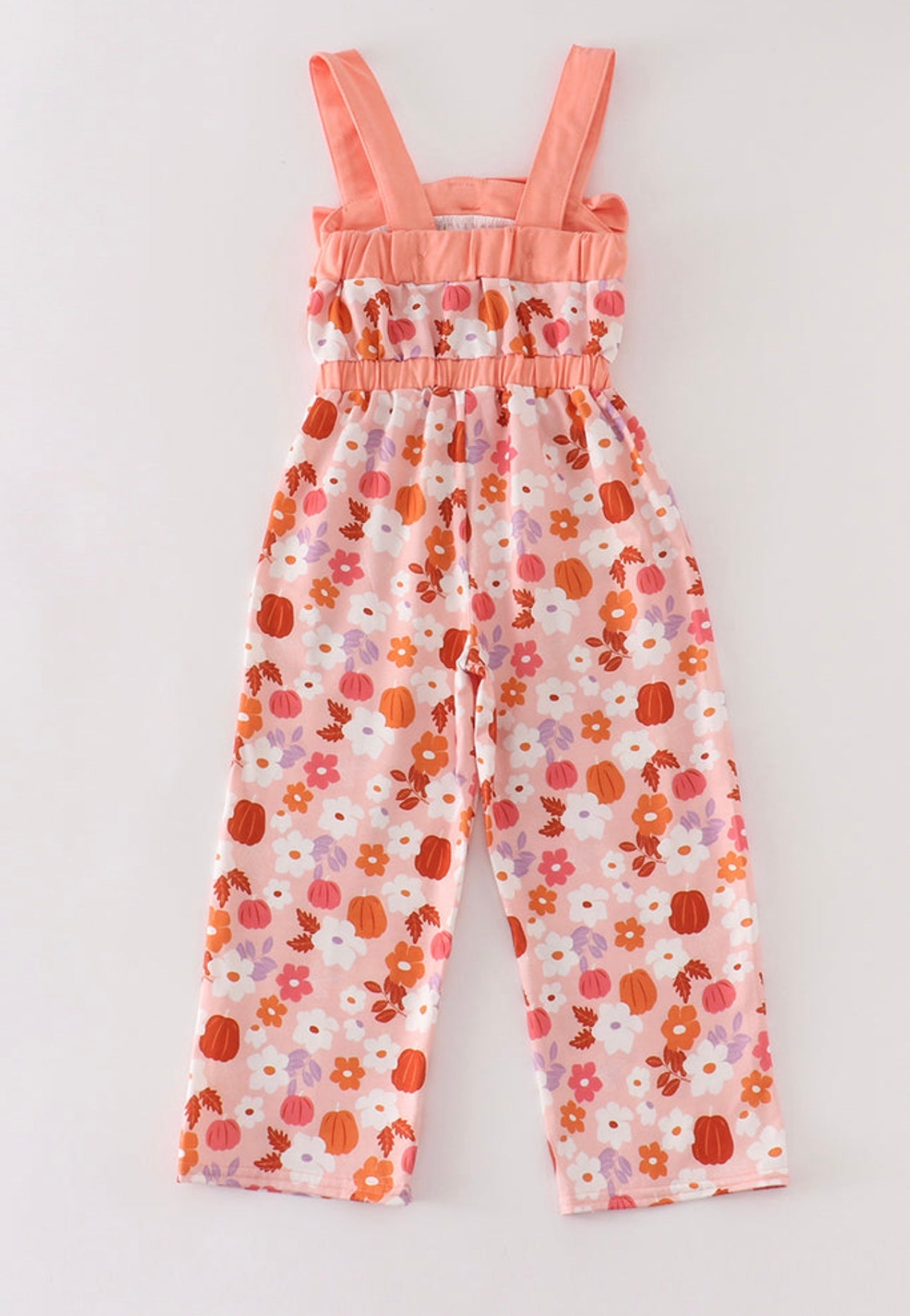 Pumpkin Floral Bow Jumpsuit