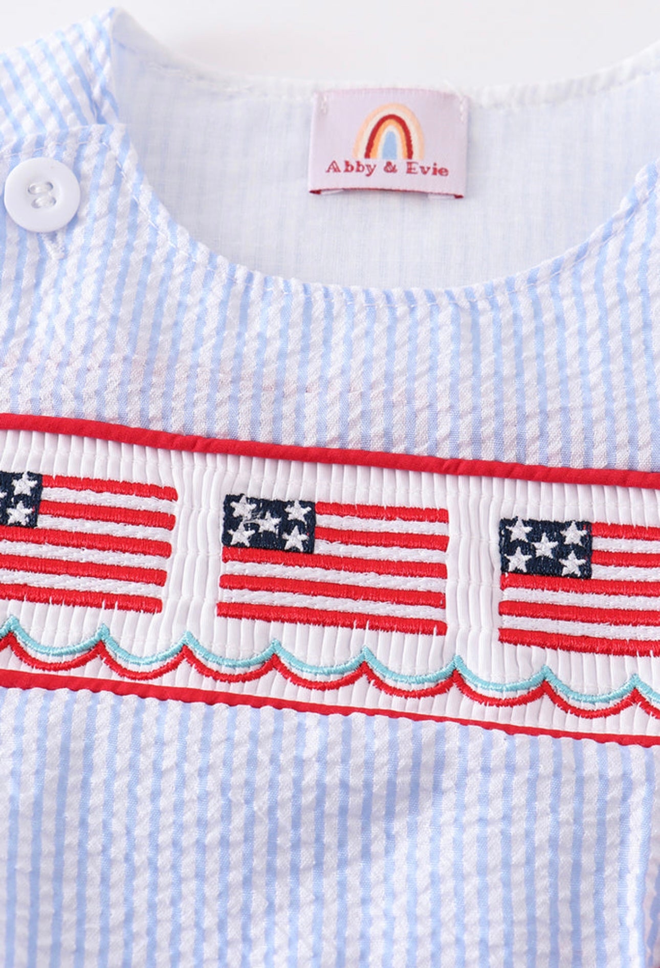 Patriotic Flag Embroidery Seersucker Jonjon