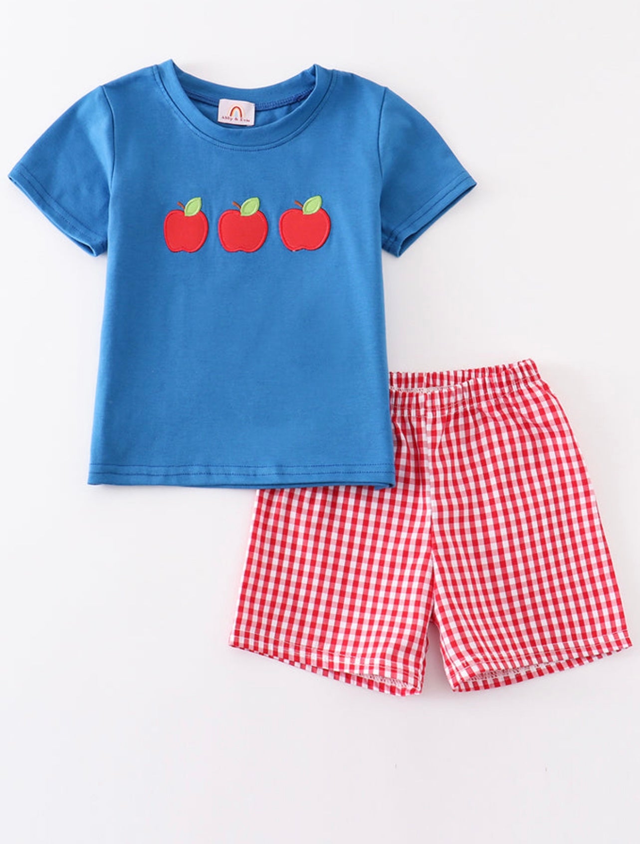 Blue Apple Applique Boy Set