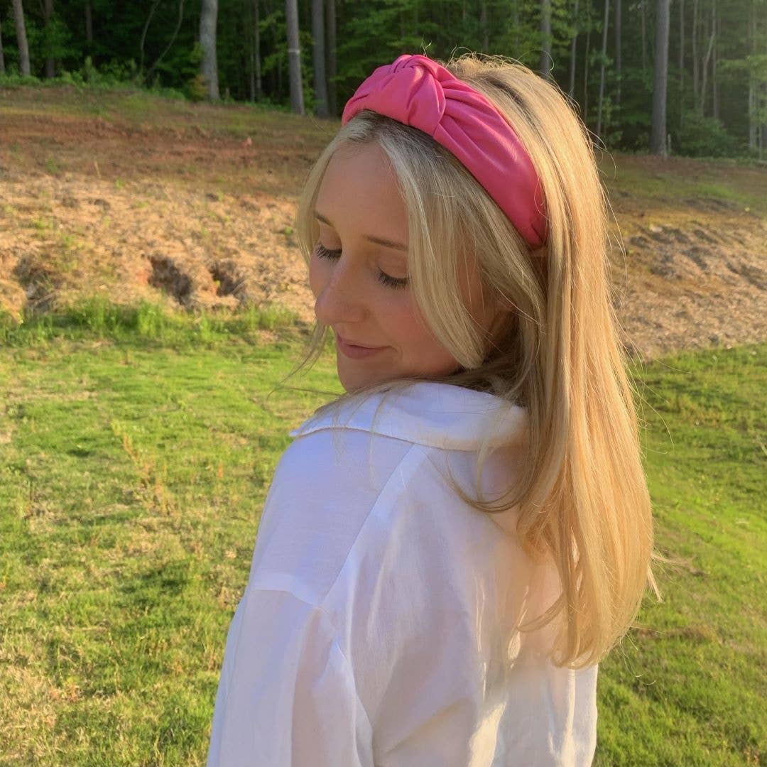 BrooklyHot Pink | Faux Leather Top Knot Headband