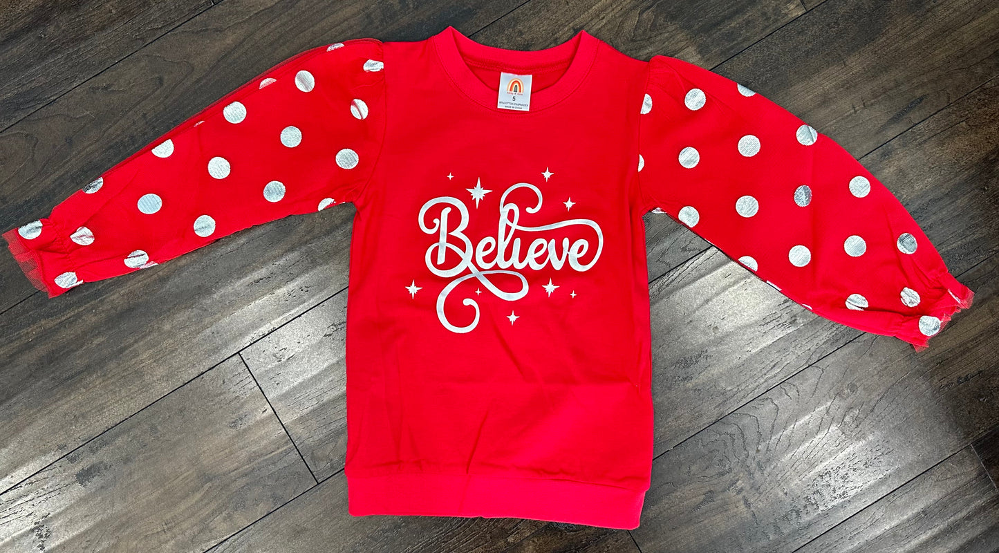 Red Believe Dot Top