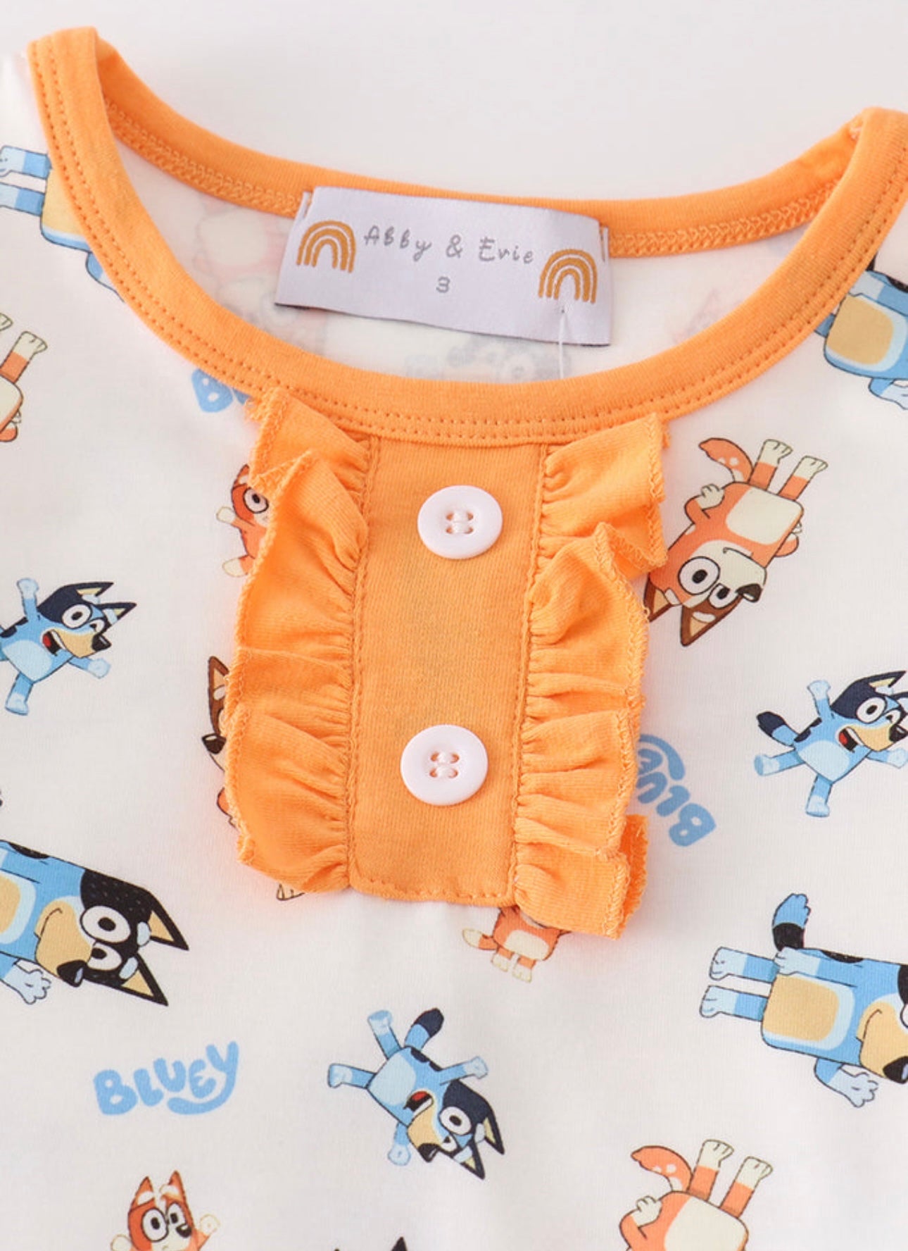 Orange Bluey Ruffle Pajamas Set