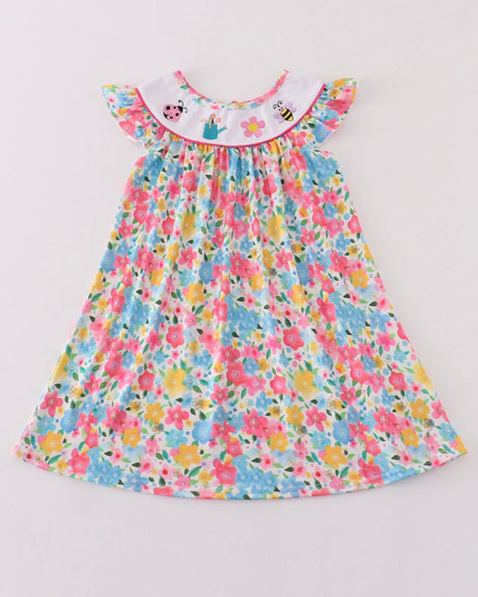 Floral Bee Embroidery Dress