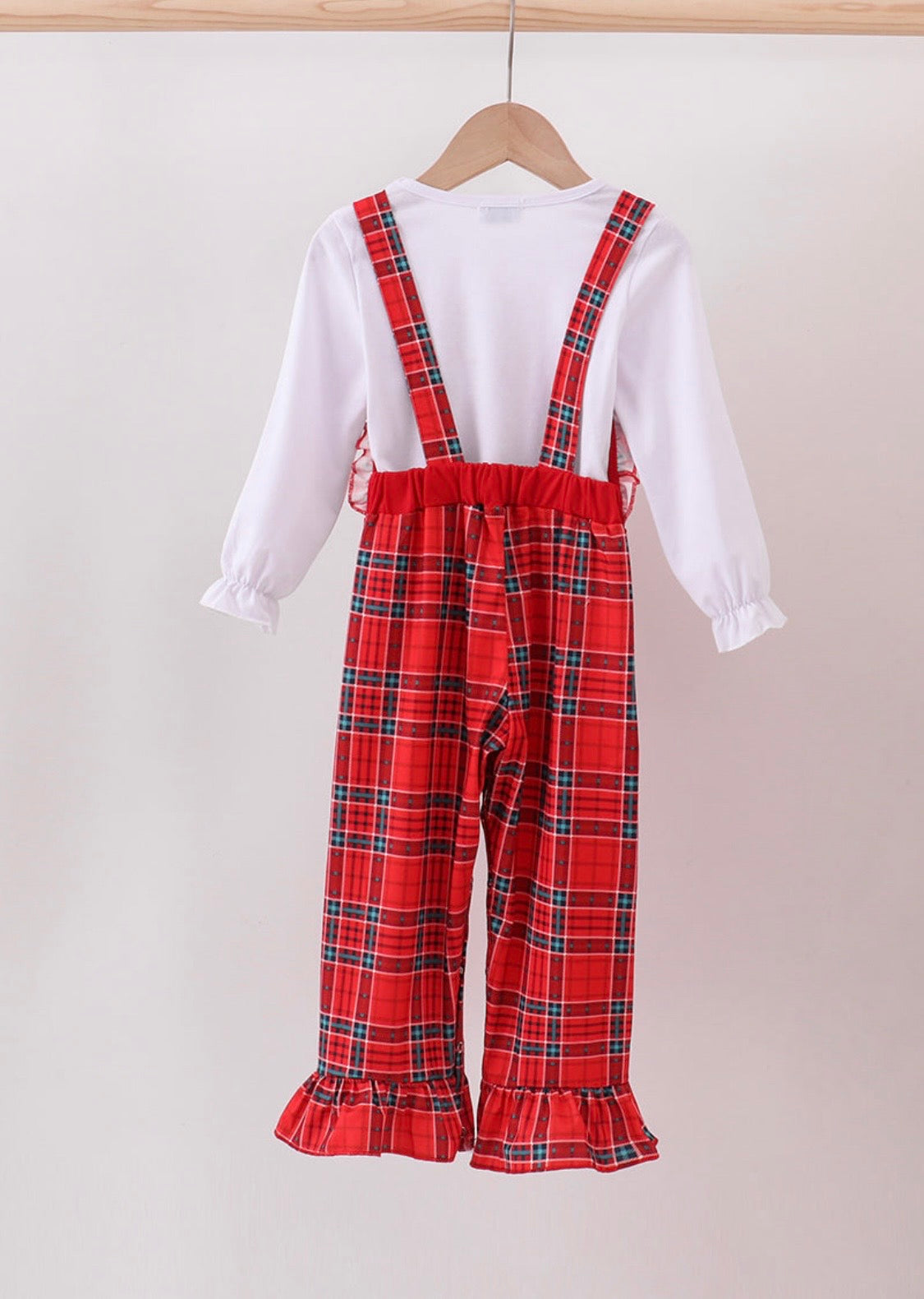 Red Plaid Ruffle Jumpsuit